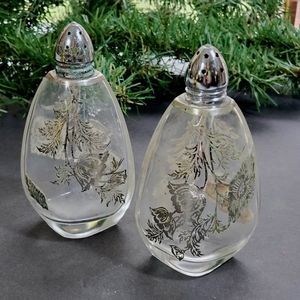Vtg Sterling City Glass Co Sterling On Crystal 2 pcs Salt & Pepper Shakers Set